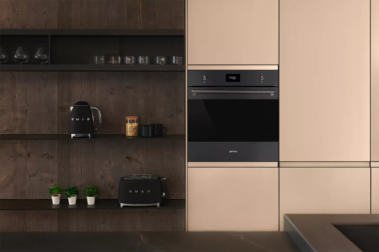 SMEG תנור 60 ס"מ ניקוי באדים מצב שבת גימור שחור מט כולל ידית וכפתורים תוצרת SMEG דגם SF6301TN — תמונה 2
