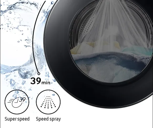 מכונת כביסה פתח חזית 11 ק"ג בטכנולוגיית ™AI Ecobubble מנוע אינוורטר צבע שחור תוצרת Samsung דגם WW11BB9445GB
