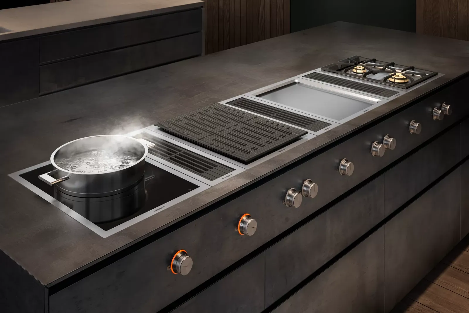 GAGGENAU כיריים דומינו אינדוקציה 38 ס"מ Flex מסגרת נירוסטה מתגים קדמיים סדרה 400 תוצרת GAGGENAU דגם VI422115 — תמונה 6