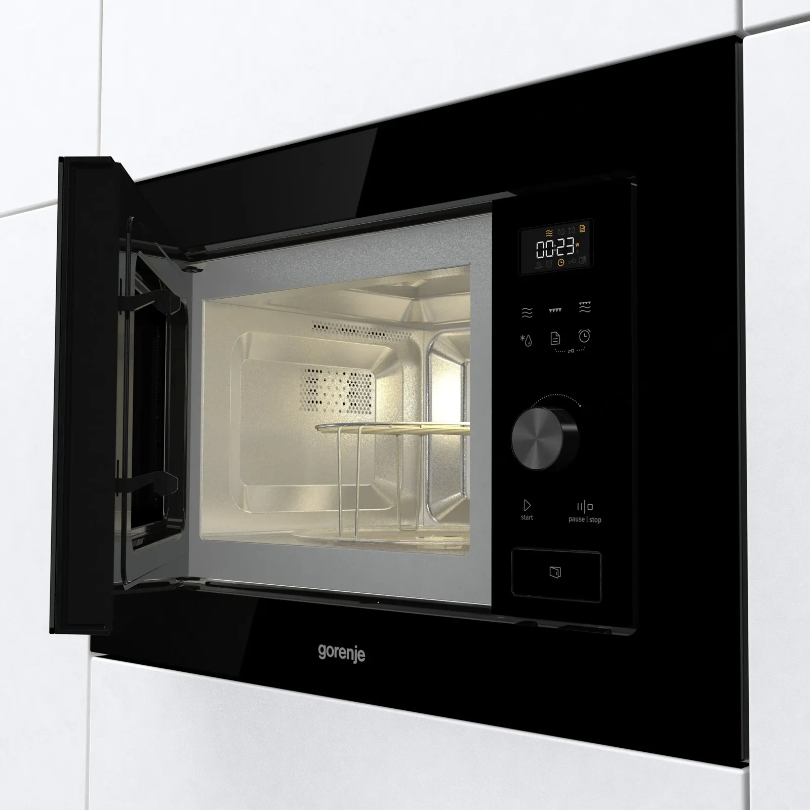 Gorenje מיקרוגל אינטגרלי משולב גריל ניקוי באדים זכוכית שחורה תוצרת Gorenje דגם BM201AG1BG — תמונה 4