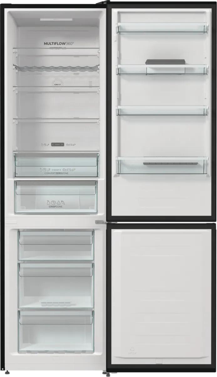 Gorenje מקרר 120 ס"מ מקפיא תחתון גמיש 2 מטר גובה 722 ליטר מנוע אינוורטר נירוסטה שחורה תוצרת Gorenje דגם NRC6204SBXL4 — תמונה 12