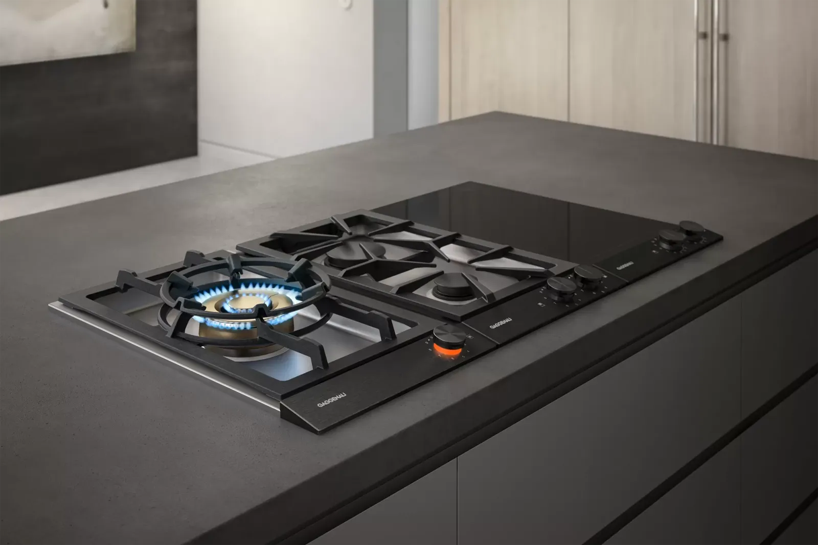 GAGGENAU כיריים דומינו גז 28 ס"מ 2 מבערים נירוסטה פאנל שחור מט סדרה Vario 200 תוצרת GAGGENAU דגם VG232120F — תמונה 3