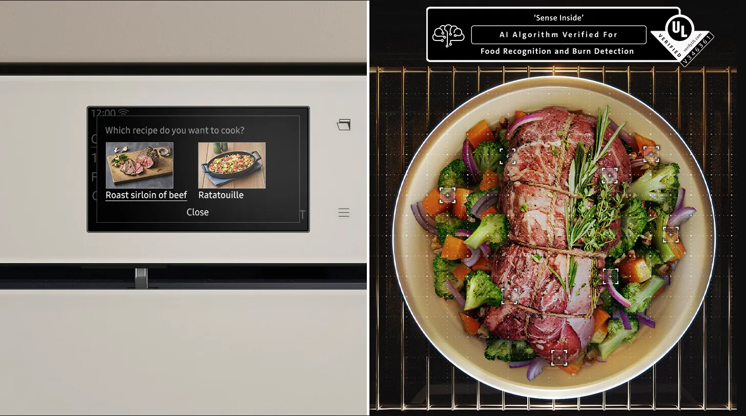 תנור אידוי Dual cook Full steam פירוליטי 60 ס"מ AIRFRY בעיצוב יוקרתי עם מצלמת AI פתיחה חשמלית ללא ידית תוצרת Samsung דגם NV7B7997AAK