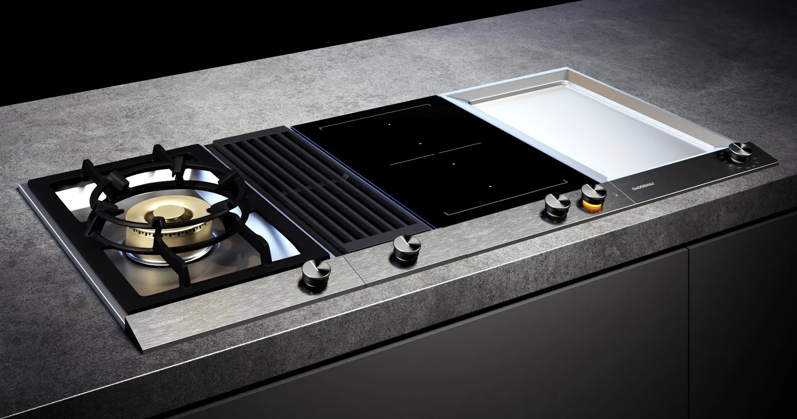 GAGGENAU כיריים דומינו טפניאקי 28 ס"מ נירוסטה פאנל שחור מט סדרה Vario 200 תוצרת GAGGENAU דגם VP230120 — תמונה 8