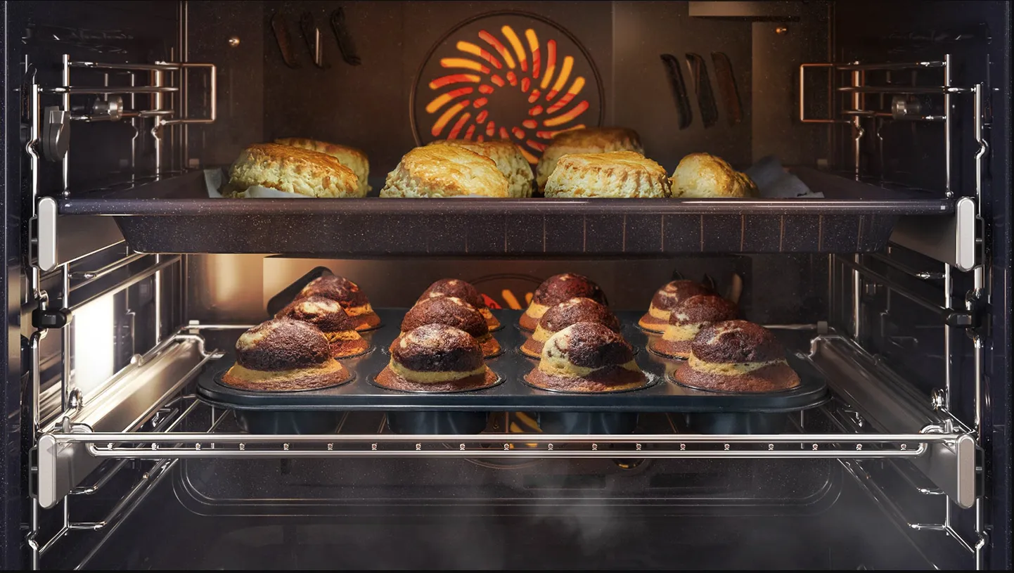 תנור אידוי Dual cook Full steam פירוליטי 60 ס"מ AIRFRY בעיצוב יוקרתי עם מצלמת AI פתיחה חשמלית ללא ידית תוצרת Samsung דגם NV7B7997AAK