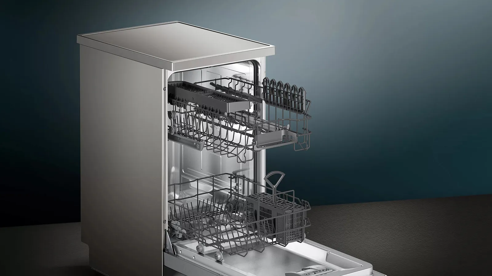 Siemens מדיח כלים עצמאי צר 45 ס"מ כסוף תוצרת Siemens דגם SR23HI48KE — תמונה 5