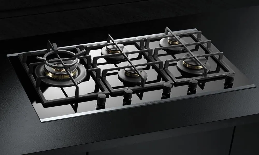 kueppersbusch כיריים גז 90 ס"מ 5 מבערים כולל מבער ווק 6KW זכוכית קרמית שחורה תוצרת kueppersbusch דגם GKS9851.0ED — תמונה 2