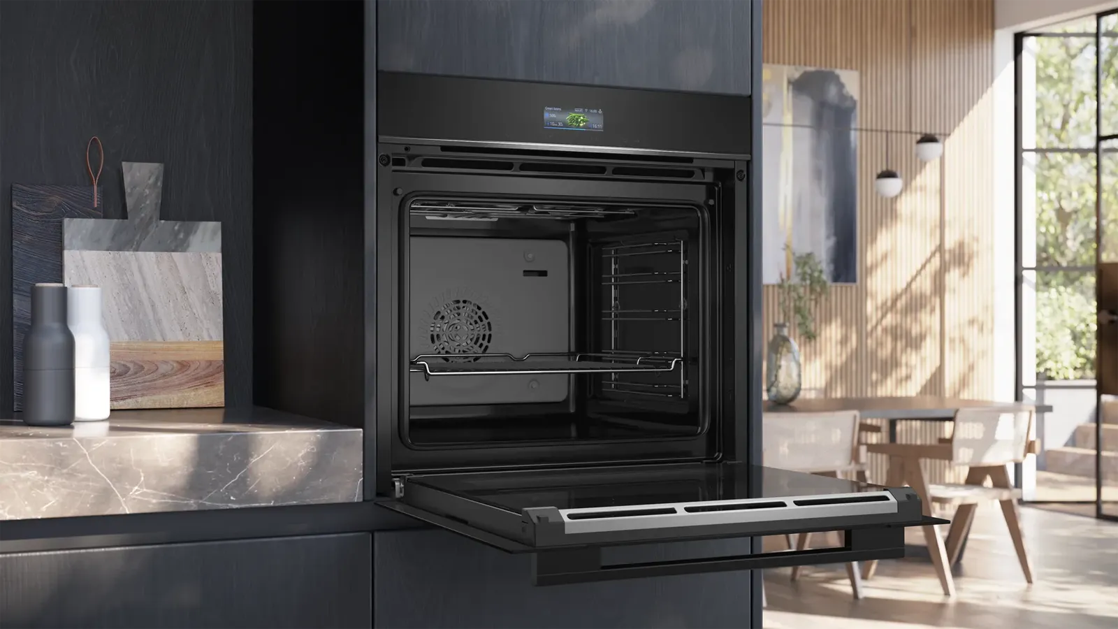Siemens תנור בנוי 60 ס"מ צג מגע TFT צבעוני הסדרה השחורה IQ700 תוצרת Siemens דגם HB734G1B1 — תמונה 4
