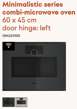 תנור בנוי משולב מיקרו 45 ס"מ דלת צד גימור Onyx סדרת Minimalistic תוצרת GAGGENAU דגם GM251100