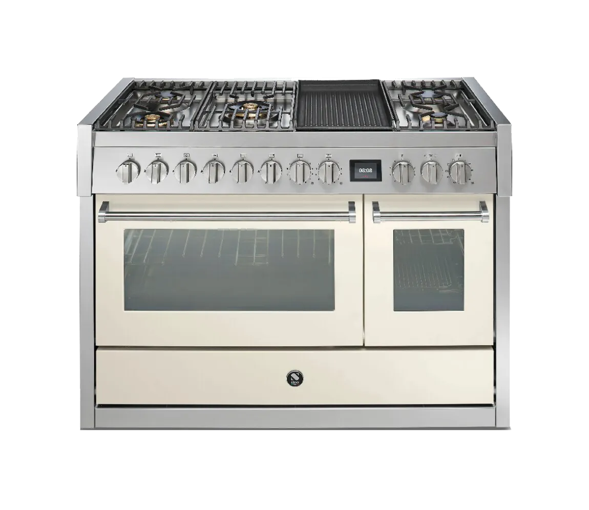Steel תנור דו תאי COMBISTEAM משולב כיריים 120 ס"מ  315 מעלות גימור לבן תוצרת Steel דגם GENESI 120 NUVOLA — תמונה 7