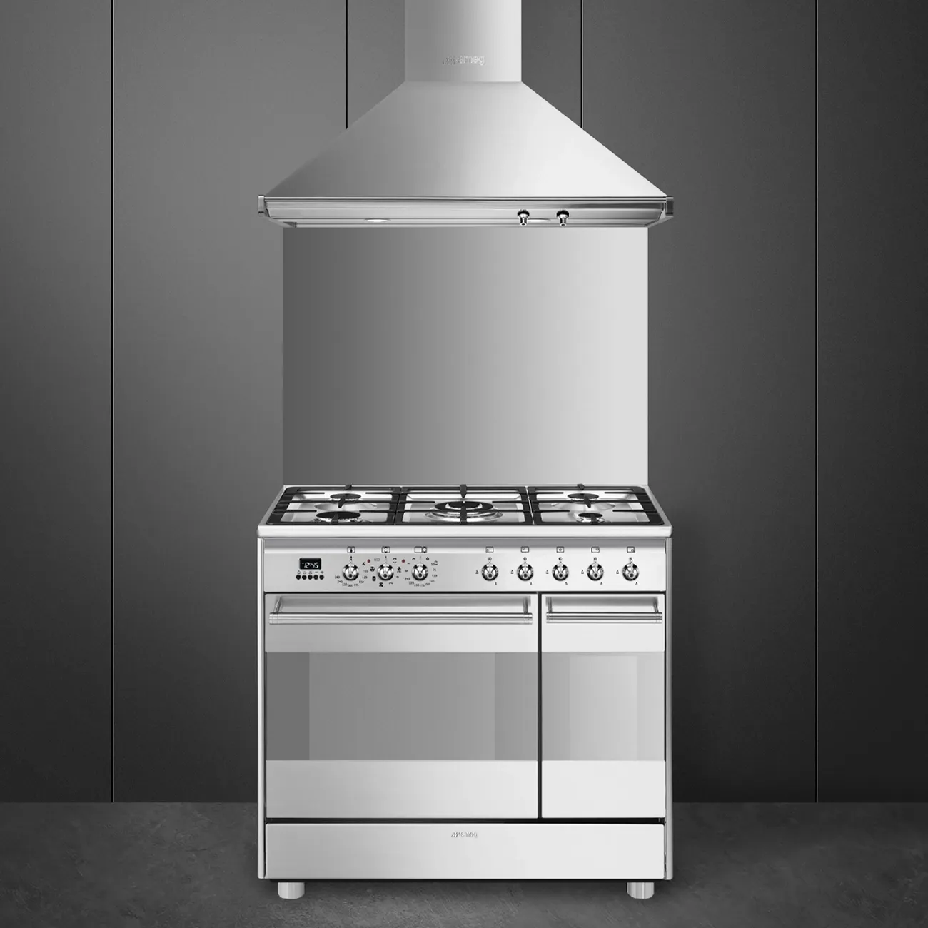 SMEG תנור משולב 90 ס"מ דו תאי עם כיריים גז סדרת Classic גימור נירוסטה תוצרת SMEG דגם SCB92MX8 — תמונה 2