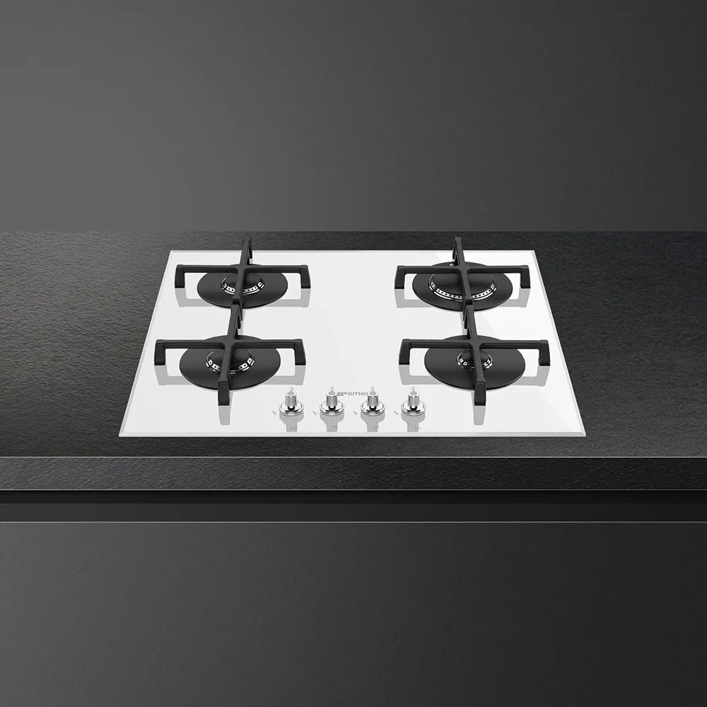 SMEG כיריים גז 4 מבערים 60 ס"מ זכוכית לבנה סדרת Linea תוצרת SMEG דגם PV164B2 — תמונה 3