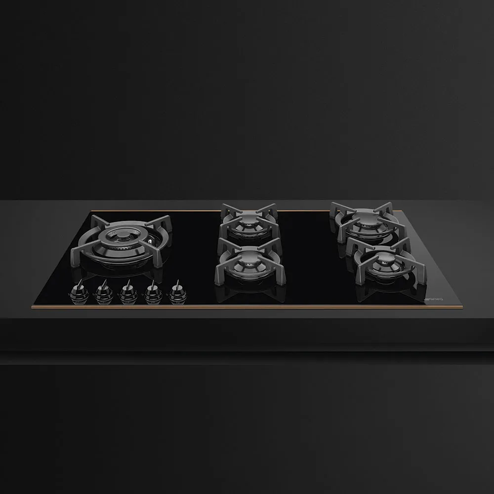 SMEG כיריים גז 90 ס"מ, זכוכית שחורה ,מסדרת Dolce Stil Novo תוצרת SMEG דגם PV695LCNR — תמונה 6