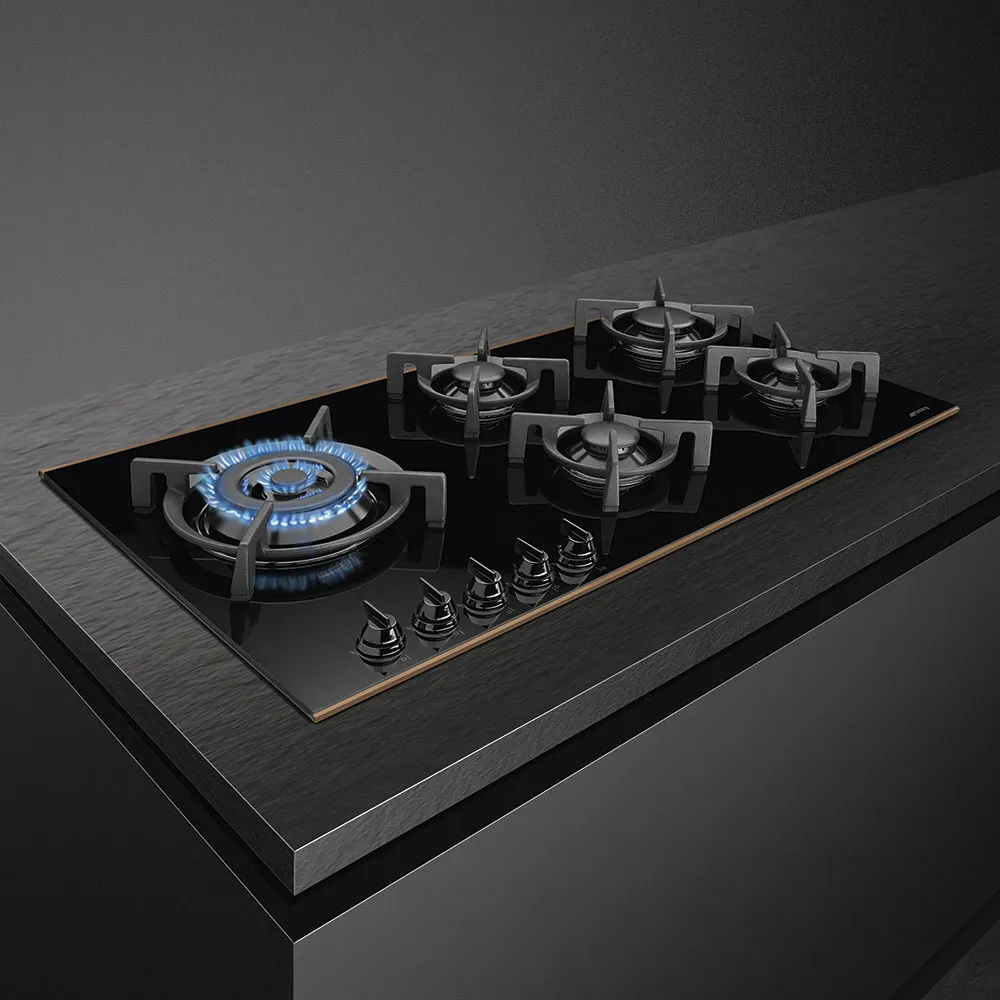 SMEG כיריים גז 90 ס"מ, זכוכית שחורה ,מסדרת Dolce Stil Novo תוצרת SMEG דגם PV695LCNR — תמונה 2