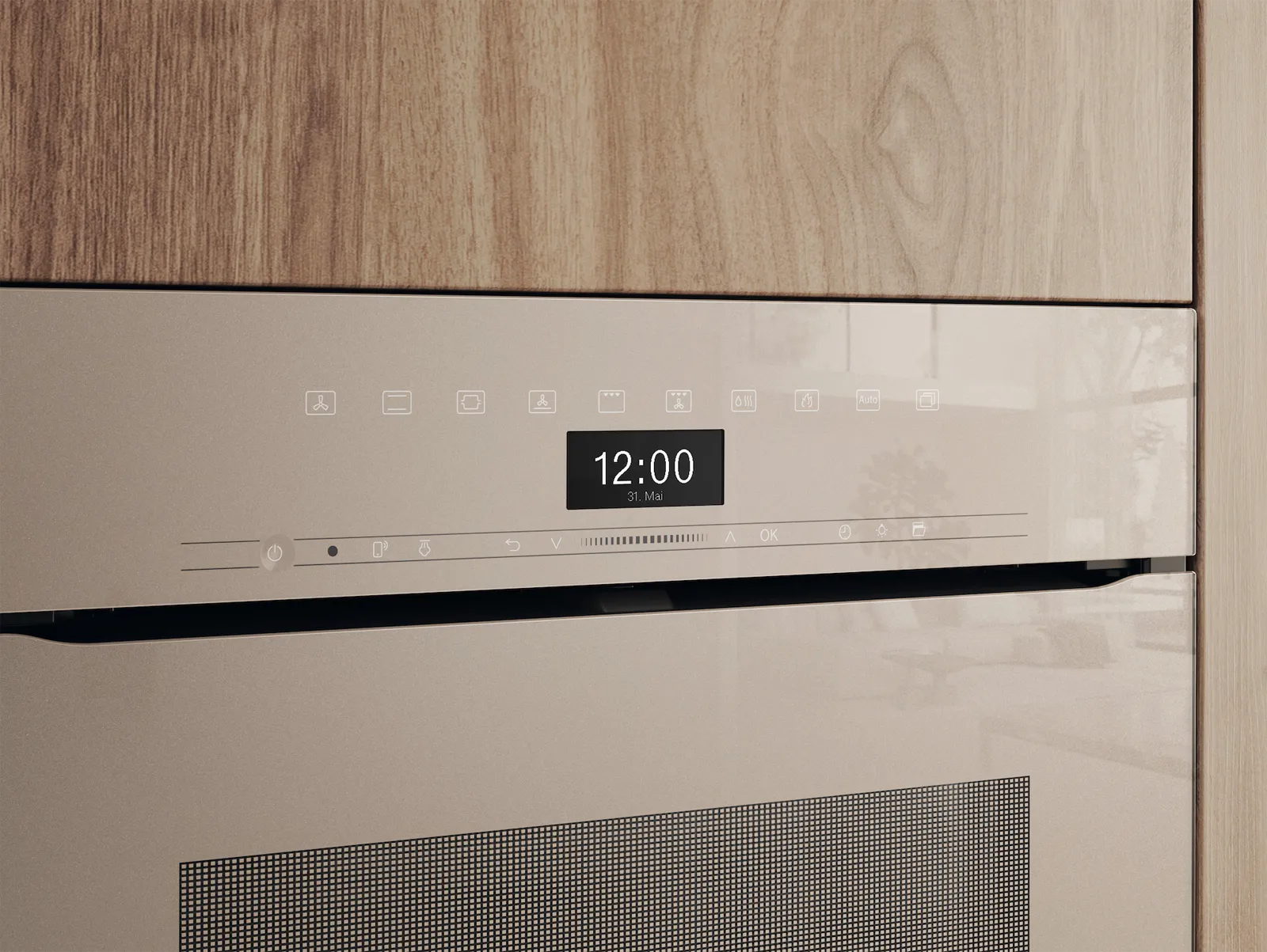 Miele תנור בנוי 60 ס"מ פירוליטי 76 ליטר אפייה עם לחות ArtLine Touch2Open תוצרת Miele דגם H 7464 BPX Pearl beige — תמונה 2