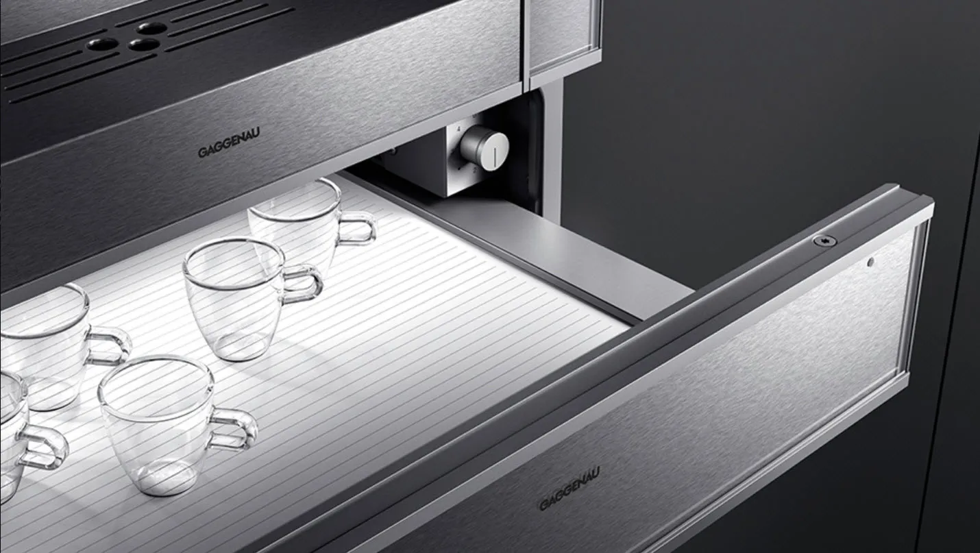 GAGGENAU מגירת חימום 76 ס"מ גובה 21 ס"מ נירוסטה בציפוי זכוכית מבית סדרה 400 GAGGENAU — תמונה 7