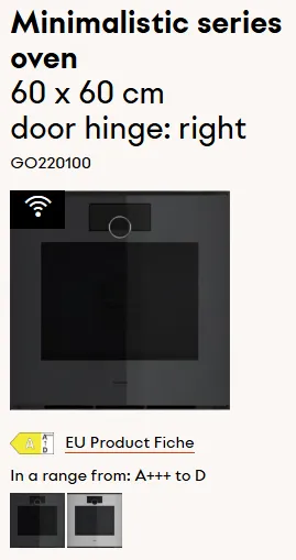 תנור בנוי 60 ס"מ דלת צד גימור Onyx סדרת Minimalistic תוצרת GAGGENAU דגם GO220100