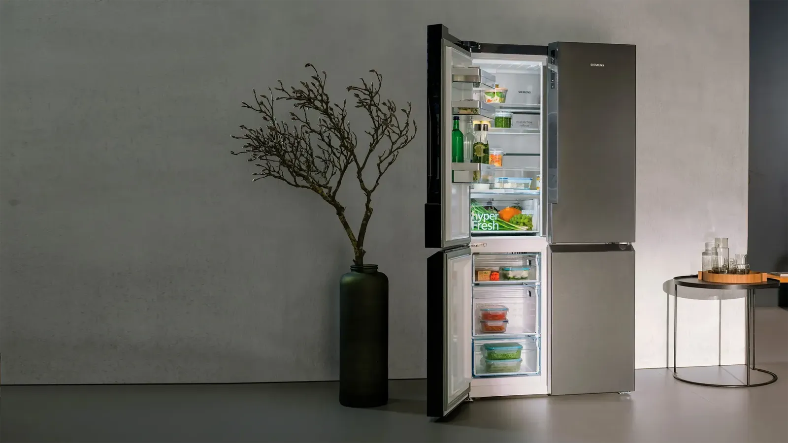 Siemens מקרר 4 דלתות 90.5 ס"מ Home Connect גימור נירוסטה שחורה תוצרת Siemens דגם KF96NAXEA — תמונה 10