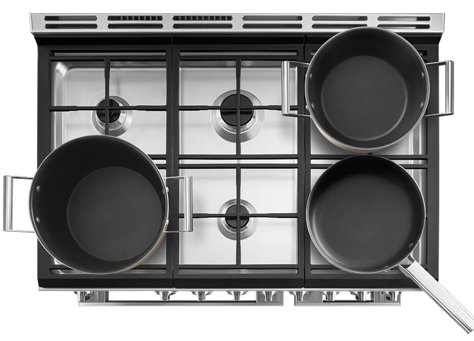 SMEG תנור משולב כיריים 90 ס"מ פירוליטי סדרת PORTOFINO זכוכית שחורה תוצרת SMEG דגם CPF9GPBL — תמונה 4