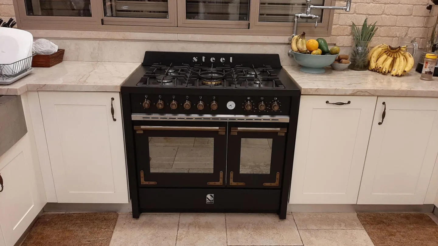 Steel תנור דו תאי משולב כיריים ברוחב 100 ס"מ בגימור שחור סדרת OXFORD תוצרת Steel דגם X10FF-6 — תמונה 8