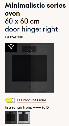 תנור בנוי פירוליטי 60 ס"מ דלת צד גימור Onyx סדרת Minimalistic תוצרת GAGGENAU דגם GO240100