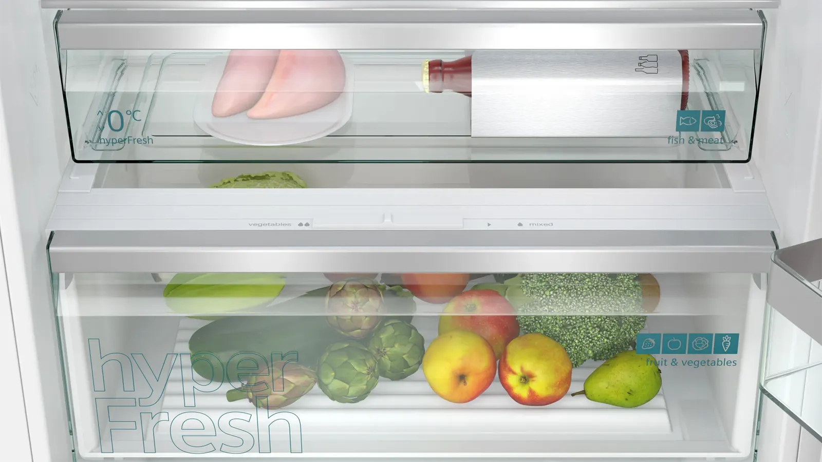 Siemens מקרר אינטגרלי מקפיא תחתון 142 ס"מ 764 ליטר NO FROST hyperFresh טריקה שקטה תוצרת Siemens דגם KB96NADD0G 142 — תמונה 5