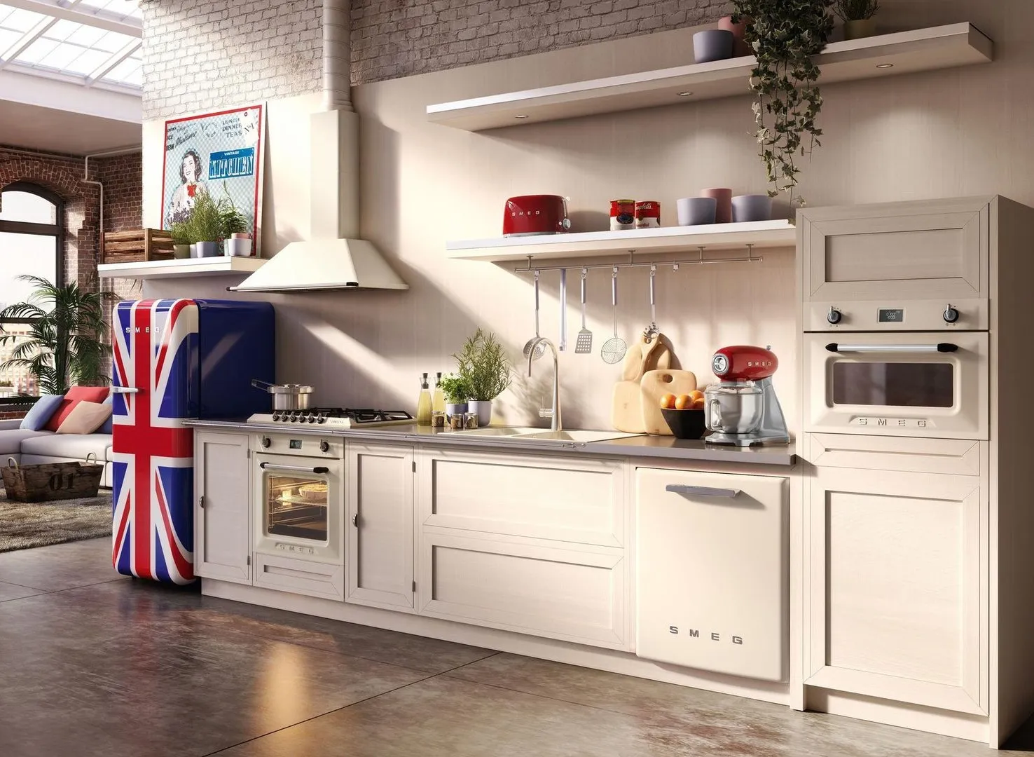 SMEG מקרר משולב מקפיא, בסגנון רטרו שנות החמישים, מסדרת 50's Retro Style תוצרת SMEG דגם FAB28RUJ1 — תמונה 4