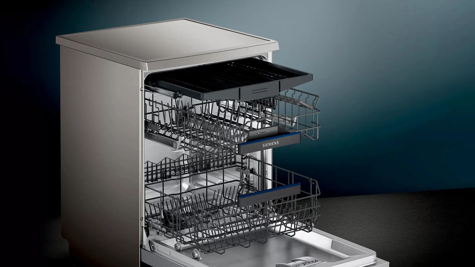 Siemens מדיח כלים עצמאי 60 ס"מ כסוף פתיחה אוטומטית תוצרת Siemens דגם SN23EI26CE — תמונה 2