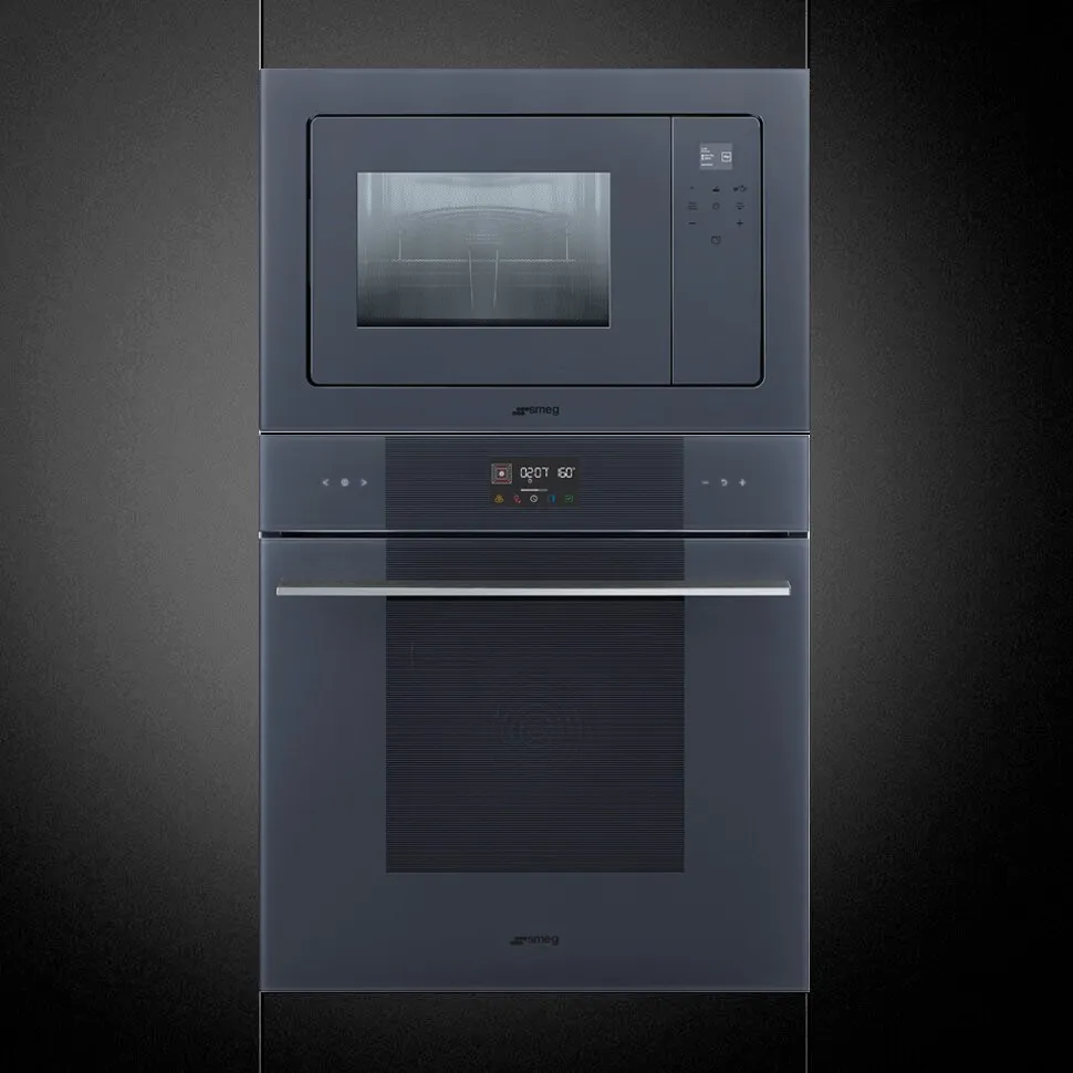 SMEG מיקרוגל בנוי משולב גריל 38 ס"מ גימור אפור מוברש Neptune Grey סדרת LINEA תוצרת SMEG דגם FMI120G — תמונה 2