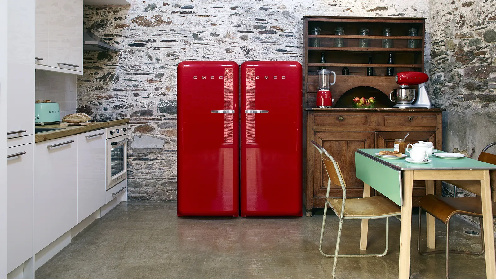 SMEG מקרר משולב מקפיא רטרו מסדרת 50'Retro Style תוצרת SMEG דגם FAB28RRV1 אדום קטיפה — תמונה 5