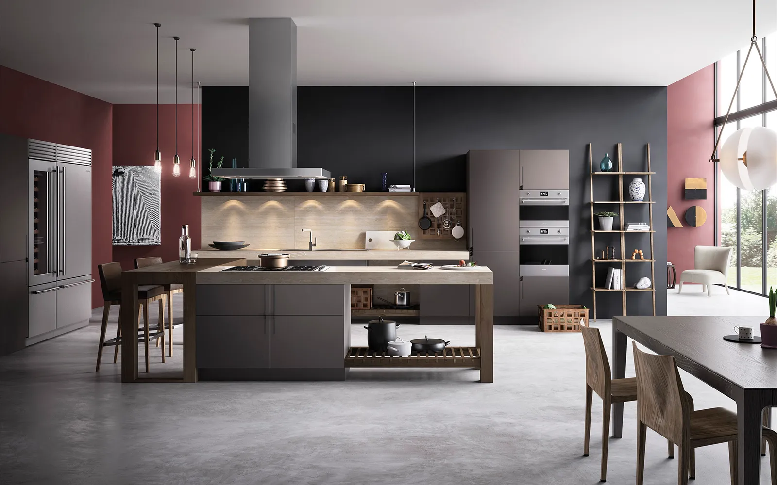 SMEG קולט אדים ארובה, 90 ס"מ, אדום יין מסדרת OPERA תוצרת SMEG דגם KD90RW — תמונה 3