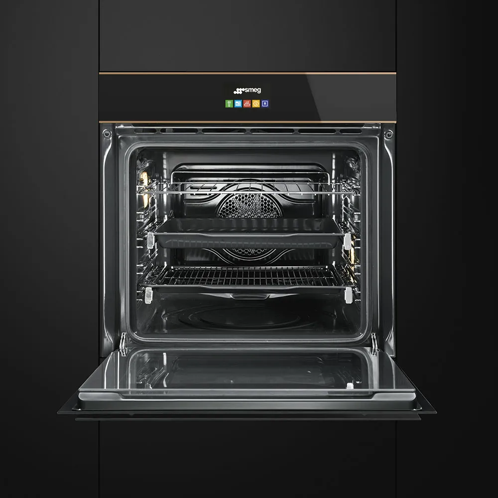 SMEG תנור פירוליטי 60 ס"מ זכוכית שחורה מסדרת Dolce Stil Novo תוצרת SMEG דגם SFP6604NRE — תמונה 2