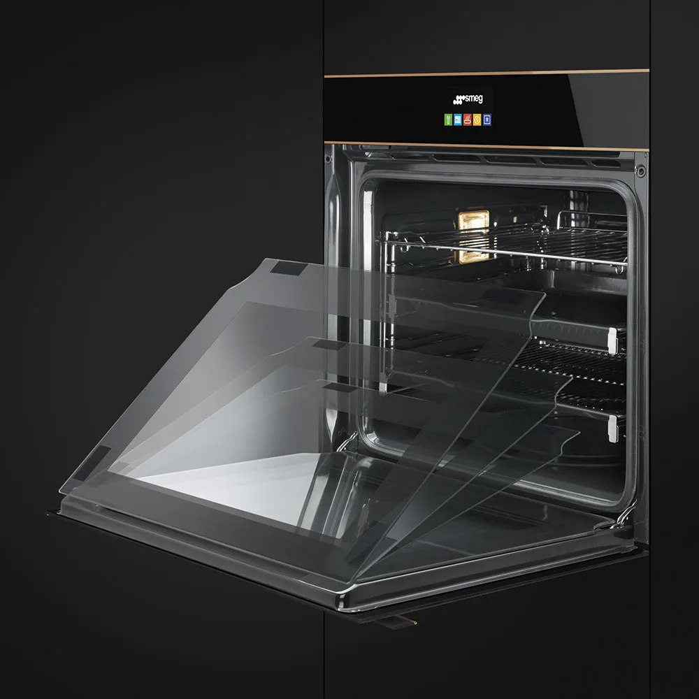 SMEG תנור פירוליטי 60 ס"מ זכוכית שחורה מסדרת Dolce Stil Novo תוצרת SMEG דגם SFP6604NRE — תמונה 3