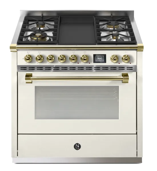 Steel תנור COMBISTEAM משולב כיריים 90 ס"מ 315 מעלות גימור לבן תוצרת Steel דגם Ascot 90 NUVOLA — תמונה 3