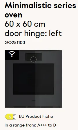 תנור בנוי פירוליטי 60 ס"מ דלת צד גימור Onyx סדרת Minimalistic תוצרת GAGGENAU דגם GO251100