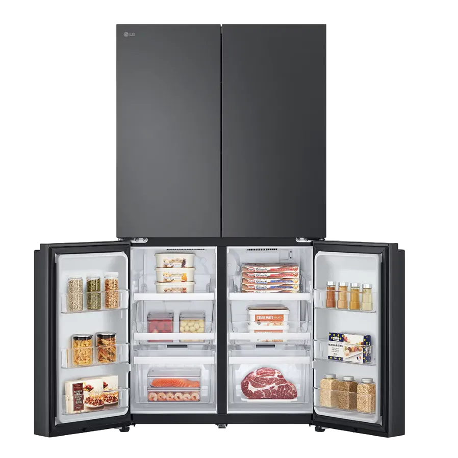LG מקרר 4 דלתות 90 ס"מ 872 ליטר מנוע Inverter גימור פלדה שחורה יוקרתי מבית LG דגם GR-929B — תמונה 9