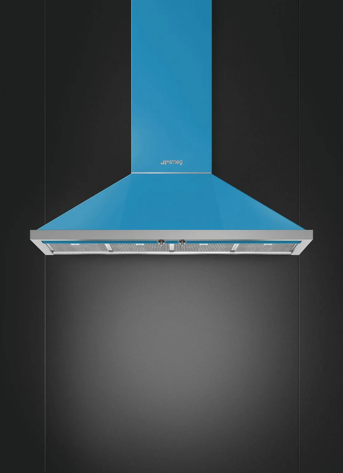 SMEG קולט אדים 120 ס"מ צמוד קיר צבע תכלת סדרת Portofino תוצרת SMEG דגם KPF12T — תמונה 2