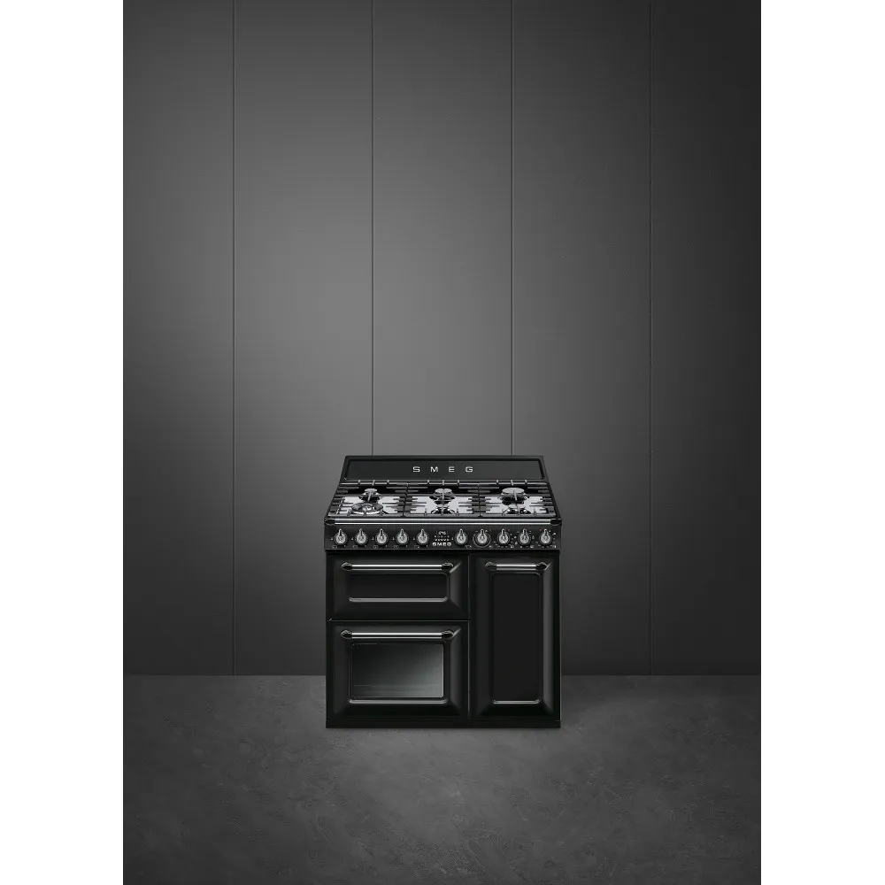 SMEG תנור משולב כיריים גז 90 ס"מ 3 תאי אפיה שחור סדרת Victoria תוצרת SMEG דגם TR93BL — תמונה 4