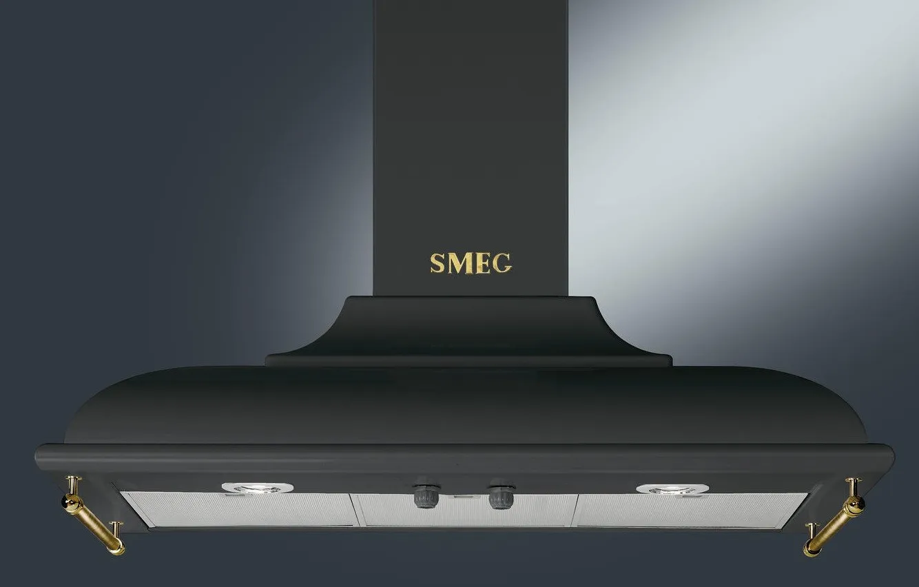 SMEG קולט אדים מעוצב להתקנה על קיר 90 ס"מ,שחור פחם מסדרת Cortina תוצרת SMEG דגם KC19AOE — תמונה 2