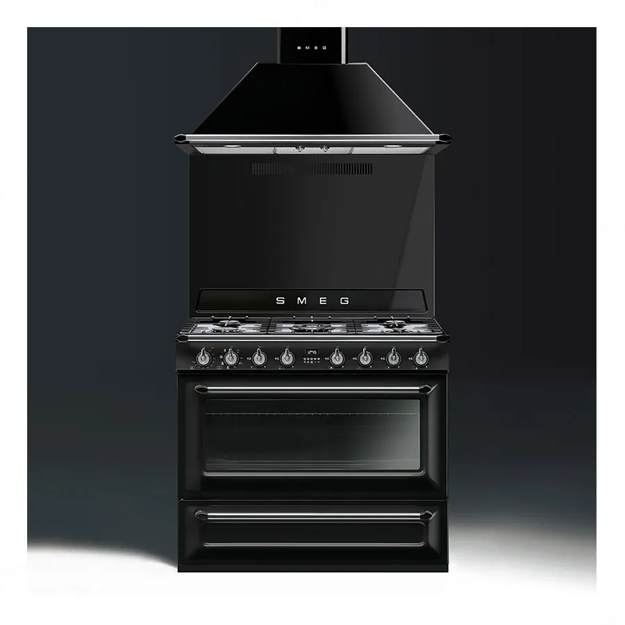SMEG קולט אדים מעוצב להתקנה על קיר 90 ס"מ, צבע שחור מסדרת Victoria תוצרת SMEG דגם KT90BLE תצוגה — תמונה 3