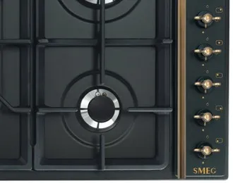 SMEG כיריים גז 90 ס"מ, שחור פחם בגימור פליז בעיצוב עתיק,מסדרת Colonial תוצרת SMEG דגם SPR896AOGH — תמונה 2