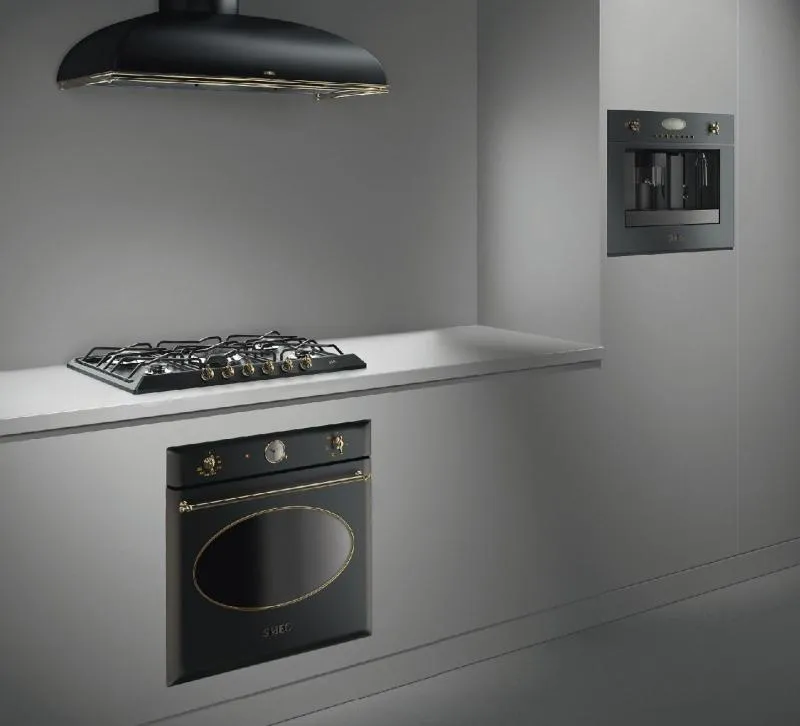 SMEG קולט אדים 90 ס"מ שחור פחם בגימור מוזהב סדרת Colonial תוצרת SMEG דגם KS89AE — תמונה 3