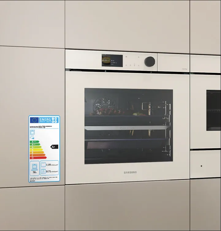 תנור אידוי Dual cook Full steam פירוליטי 60 ס"מ AIRFRY בעיצוב יוקרתי עם מצלמת AI פתיחה חשמלית ללא ידית תוצרת Samsung דגם NV7B7997AAK 