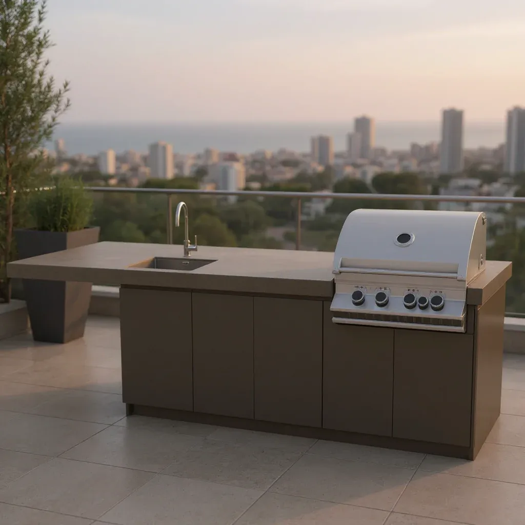 SACHI מטבח חוץ לאי 4.20 מטר רוחב עומק 95 ס"מ גוף אלומיניום מלא ומשטח גרניט פורצלן מבית SACHI דגם AFONSO — תמונה 2