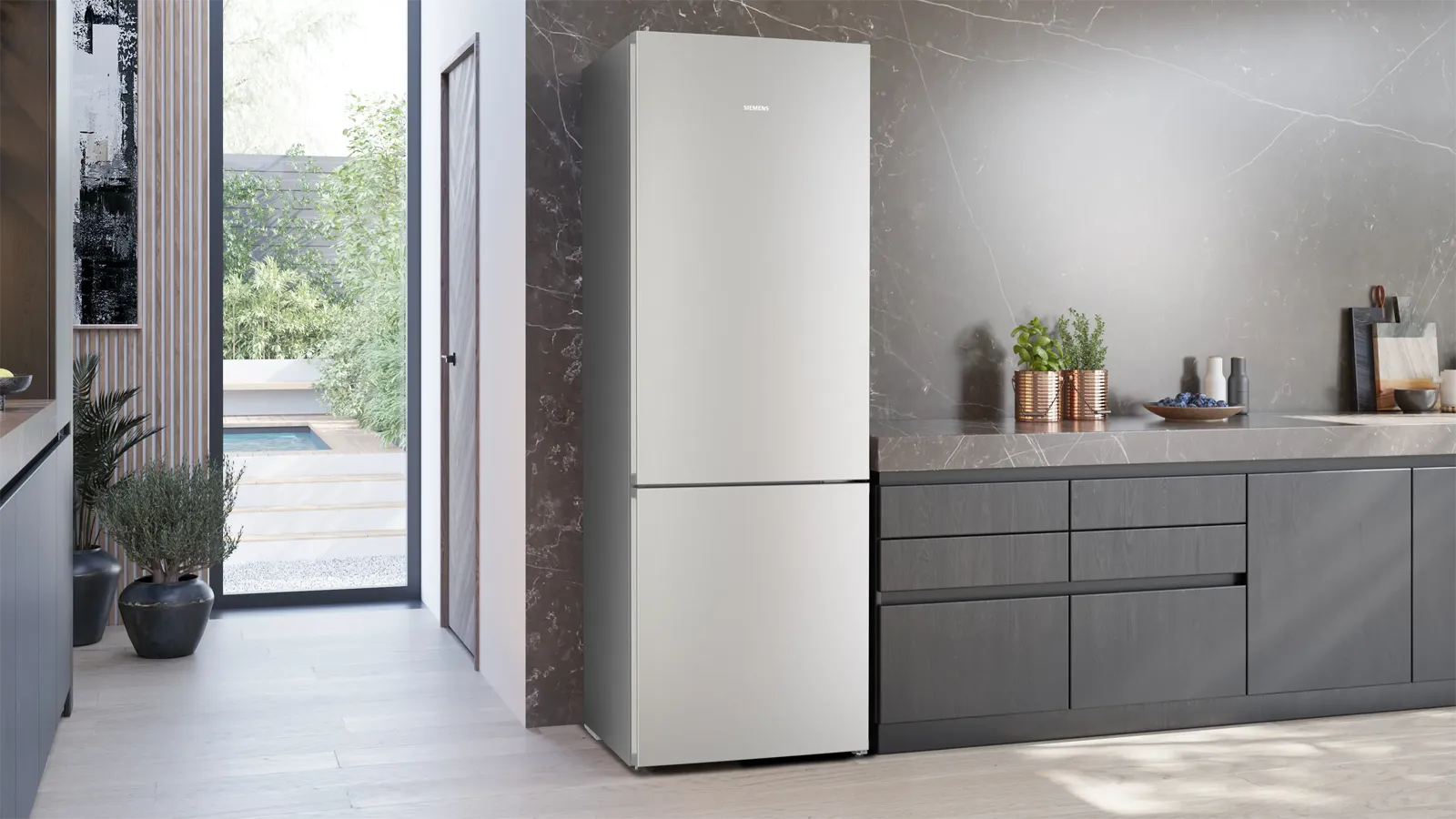 Siemens מקרר קו ארון מקפיא תחתון 140 ס"מ 880 ליטר NO FROST hyperFresh נירוסטה מוברשת תוצרת Siemens דגם KG49NVIDG 140 — תמונה 2