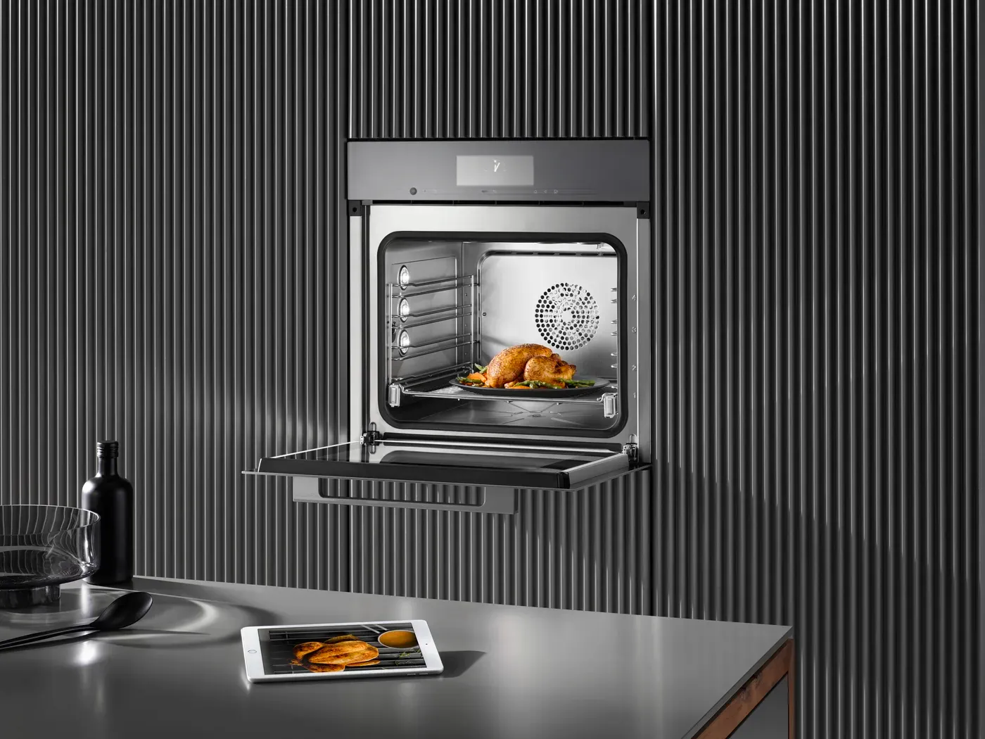Miele תנור אידוי קומבי סטימר משולב אפייה 60 ס"מ Sous-vide DualSteam תוצרת Miele דגם DGC 7860 Graphite Grey — תמונה 5