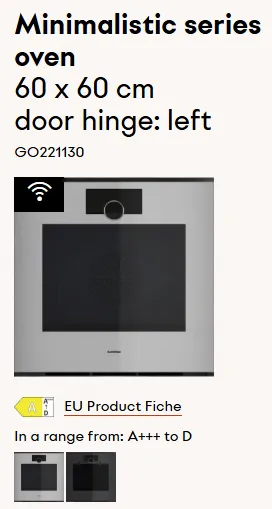 תנור בנוי 60 ס"מ דלת צד גימור Sterling סדרת Minimalistic תוצרת GAGGENAU דגם GO221130