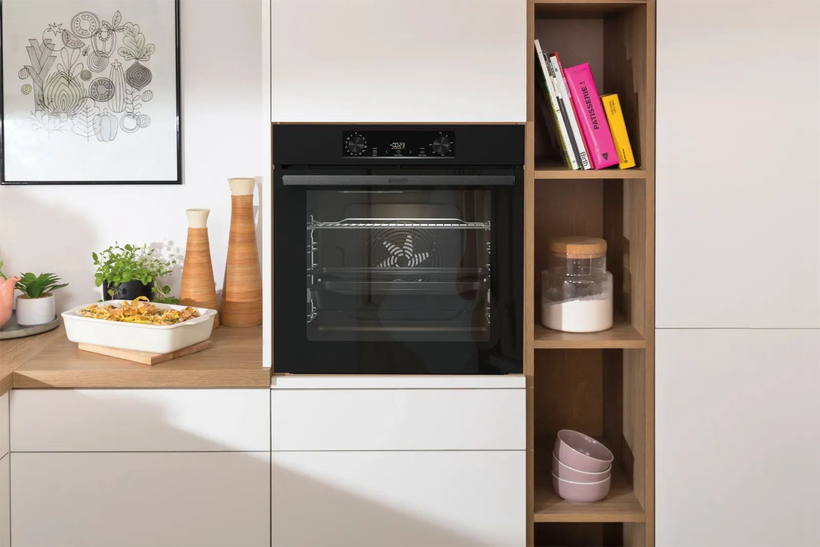 Gorenje תנור בנוי פירוליטי 60 ס''מ עם אפייה בלחות ExtraSteam פאנל שחור מט 77 ליטר AirFry תוצרת Gorenje דגם OP84BG — תמונה 11