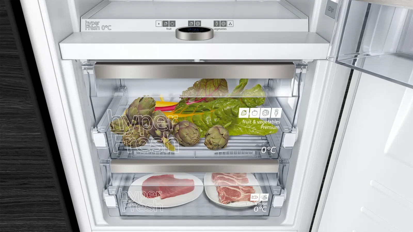 Siemens מקרר אינטגרלי מקפיא תחתון 60 ס"מ NO FROST Premium hyperFresh טריקה שקטה IQ700 תוצרת Siemens דגם KI86FPDDO — תמונה 6