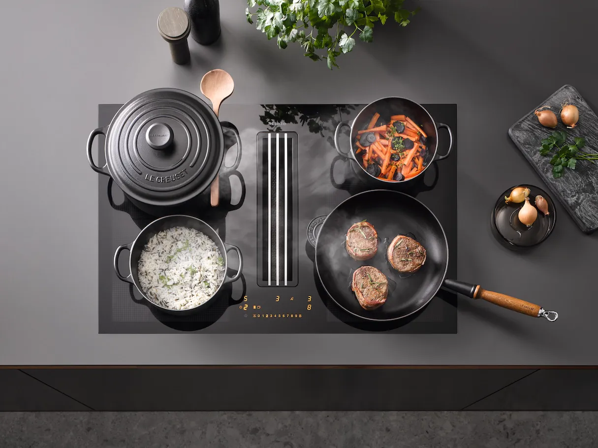 Miele כיריים אינדוקציה 80 ס"מ PowerFlex XL בשילוב קולט אדים בנוי תוצרת Miele דגם KMDA 7476 FL — תמונה 5